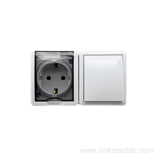 Schuko Power Outlet With Shutter 1Gang 1Way Switch